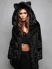 Faux Fur Kurtka z kapturem z ucha niedźwiedzia urocze ciepły, gruby płaszcz zima kobiety z długimi rękawem Overcoat Parka Plus Size 2x Q1779