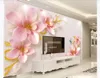 Aangepaste 3D Zijde Foto Muurschilderingen Wallpaper 3D Drie-Dimensionale reliëf Sieraden Bloemen Eenvoudige Europese TV achtergrond Muurdocument voor muren