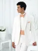 Brand New White Mens Wedding Tuxedos Нотч Groomsmen Смокинги популярный человек блейзеры куртки Отличный костюм (куртка + брюки + галстук) 1538