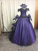 Black Purple Gothic Wedding Dresses 2020 Plus Size Steampunk Victorian Halloween Ball Gown Wedding Dress Vampire Country Garden Bridal Gowns