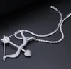 14k Gold Iced Out Arrow Pendant Luxury Designer Halsband Mens Gold Chain Pendants Diamond Cupid's Arrow Necklace Rapper Singer Jewelry