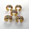 Moda Shiny Rainbow Cubic Cyrkonia Pierścionki Pierścienie, CZ Kamień Micro Beton Gold Color Band Pierścień Dla Kobiet Biżuteria Prezent R189