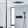 Set doccia nero 20 pollici SPA Nebbia Soffione a pioggia Soffione bagno Miscelatore termostatico LED Rubinetti per doccia a soffitto2728564