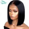 Bythair Short Bob Silky Straight Peruvian Human Hair Full Lace Wigs Baby Hairs Pre Plucked Natural Hairline Lace Front Wig Bleached Knots