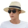 Nieuwe vrouwelijke sombreros mannen zomer hoed klassieke zwarte gordel panama sunhats jazz hat strand hoeden voor vrouwen chapeau de paille femme