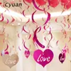 Cyuan 12pcs / lot PVC 사랑 하트 호 일에 나선형 장식품을 매달려 발렌타인 데이 웨딩 기념일 파티 장식 용품