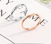 Exquisite stainless steel lady's shining couple cute knuckle tail ring simple thin slim smooth 18k rose gold plated silver black wedding rings for girls female