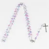 Madonna Crucifix Necklace Rainbow Imitation Pearl Cross Necklaces Fashion Jewelry for Women Will and Sandy