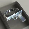 Zilveren Pistool Imitatie Ring Verklaring 316L Rvs Pistool Ring Polijsten Motorfiets Cowboy Biker Punk Mannen Vrouwen Cool Ring