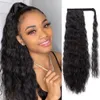 Long Ponytail Extensions for Black Women Malaysian Cury Wrap Around Black Ponytail Corn Wave Ponytail Hairpiece Magic Paste Pony tail
