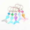Mermaid Tail Keychain Girls Sequins Keyring Chain Ring Decorative Pendants for Women Bags Car Keys Phone Accessories Wedding Party Mom Gifts