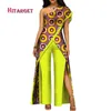 2018 neue herbst Afrikanische Hose set für frauen sexy schulterfrei Overall Dashiki Kleidung Batik Wachs Druck Reine Baumwolle WY2373