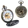 Bronze Vintage Creux Chinois Grilles Conception Montre De Poche Remontage Mécanique Horloge Pendentif Chaîne Cadeau pour Femmes Hommes Reloj de bolsillo