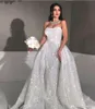 Luksusowy odłączany pociąg Suknie ślubne Suknie ślubne Białe cekinowe brokat bez ramiączek arabski Dubai Dubai Bridal Suknie plus niestandardowe suknie ślubne