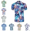 패션 티셔츠 남자 여름 해변 짧은 소매 코튼 열 대 스타일 휴가 꽃 인쇄 티셔츠 폴로스 셔츠 반팔 폴로스 셔츠