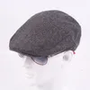 Autumn Winter Men Cap Hattar British Western Style Wool Advanced Flat Ivy Cap Classic Vintage Striped Beret