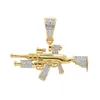 hip hop Sniper rifle diamantes pingente colares para homens real banhado a ouro cobre zircões AK47 arma de luxo colar de corrente Cubana jóia9016309