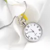 1pcs Quartz Round Pocket Watch Dial Vintage Necklace Silver Chain Pendant Antik stil Personlighet Pretty Gift