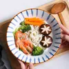 Authentique bol ramen japonais bleu et blanc pour nouilles asiatiques Udon Soba Pho, peint à la main, salade de gros fruits, service en porcelaine 7/8/9 pouces