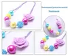 Handmade Kid Chunky Rose Flor Colar Moda Ajustado Corda Bubblegum Chunky Bead Colar da menina crianças jóias