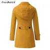 Cappotto invernale in lana a maniche lunghe in struzzo gratuito Tasche donna Casaco Feminino Donna Autunno Nuovo cappotti lunghi slim in lana N30