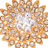 Gold Plated Clear Rhinestone Crystal Sun Flower Sparkly Diamante Brooch