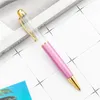 14 Färg Creative Diy Big Tomt Tube Ballpoint Pennor Metal Pen Självfyllning Flytande Glitter Torkad Blommig Kristallpenna Studentskrivninggåva