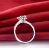 De plata esterlina anillo 0.5ct torcedura NSCD Solitaire acentos anillo de compromiso joyería de la marca de 18 quilates de oro blanco plateado anillo de la unión del tamaño grande