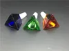 6color colorful 14.4mm 18mm male Triangle 3D Diamond Glass tobaccoi Bowl for Glass tobacco water smoking bongs pipe