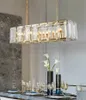 Nuova illuminazione rettangolare di lusso del lampadario di cristallo per la sala da pranzo/apertura della lampada a sospensione dell'isola della cucina AC 90-260V MYY