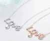 Mode- S925 Sterling Silber Halskette einfache Kristall LOVE Schlüsselbeinkette