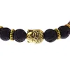 oiquei New Fashion Men039s Strand Bracetes Lava Rock and Natural Tiger Eye Stone and Lava Buddha Head Bead Charm Bracelets GIF5842230