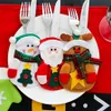 Snowman Santa Claus Elk Cutlery Suit Holders Pockets Knifes Forks Tableware Bags Christmas Dinner Table Home Decor