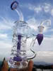 10 pouces nouvelle arrivée conduites d'eau en verre verre recycleur brûleur à mazout dabbers avec pomme de douche perc violet verre bong 14mm joint femelle