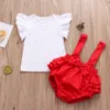 Ny stil nyfödd babyflickor Kläder Kortärmad Solid Romper + Sunflower Total Byxor 2st Baby Girls Kläder Barn Höstkläder Sets