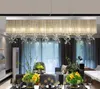 Nowy Design Przyciemnialny Prostokąt Kryształowy Żyrandol Światła Nowoczesne Wisiorek Żyrandole Oświetlenie jadalni Sypialnia Chrome LED Myy