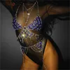 Bling Metal Tassel Details Tank Tops Festival Rave Clothing Summer Sexy Backless Rave Body Chain Beach Tops