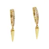 gold plated spike charm revit dangle charm earring cz circle hoop with drop fashion simple jewelry for women