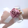 Satin Rose Wedding Bridal Corsage Flowers Bridesmaid handledsblomma för bröllop prom festdekor