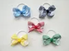 Baby 3" double-deck Gingham Plaid Riband Hair Bows Clips Hair Ties Accessories girl hairbows headwear hair elastic bobbles 20pcs HD3555