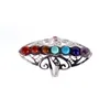 Siedem Chakra Gemstone Ring Healing Regulowany Kciuk Aura Gem Pierścień