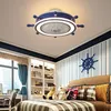 Ventilatore da soffitto per camera dei bambini Ventilatori da soffitto Illuminazione Rimuovi il controllo Ventilatore invisibile Lampade a LED per la casa Illuminazione Ventilatore da soffitto con timone blu l MYY