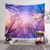 Natur skog Tapestry Night Scenery Wall Hängande Decor Starry Woodland Tenture Blanket Hem Lägenhet Dekoration Tillbehör