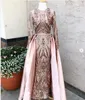 Scarlett Rose Gold Blush Mermaid Evening Formal Dresses with Long Sleeve 2019 Jewel Neck Muslim Dubai Arabic Occasion Prom Plus Size Go 227d