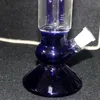 Mavi süper boyutta cam bong 8 kol ağacı perc çift kubbe percolator nargile 5mm kalınlığında su bongs dab teçhizat