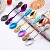 Ny 304 Rostfritt Stål Rose Kaffe Spoon Stirring Tesked Lång Handtag Te Spoon Dessert Spoon Kök Porslin Dropship LX8756