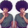 Lady's Short Cut Kinky Curly Pruik Afrikaanse Ameri Braziliaanse Haarsimulatie Menselijk Haar Zwarte Korte Kinky Krullend Pruik