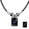 12 12のConstell Luminous Pendant Necklaces Men Horoscope Sign Black Gallstone Aquarius Pisces Scorpio Sagittarius Capricorn Beaded Drop Ship