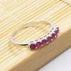 Bague de fiançailles classique en rubis pour filles, 7 pièces, bague en argent rubis naturel d'afrique 2.2mm, bague en argent véritable 925 pour fête