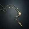 New Fashion chic Gold Silver Cross Rosary Virgin Mary Virgin Religious Jesus Cross Pendant Men Women Necklace